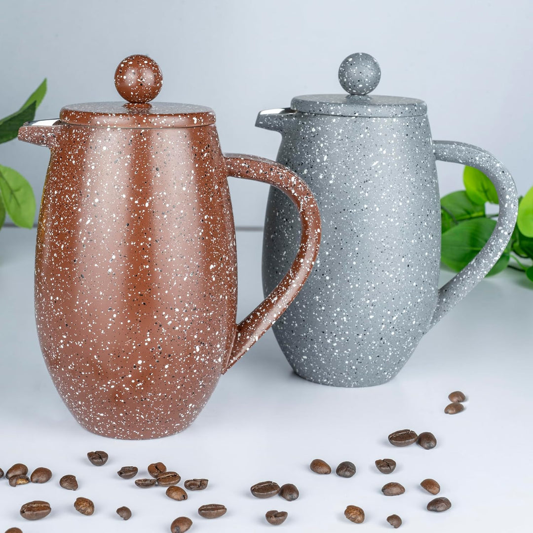Café Olé BFD-03RG Doppelwandiger Bauchiger Kaffeebereiter aus hochwertigem Edelstahl – Rot Granit, f
