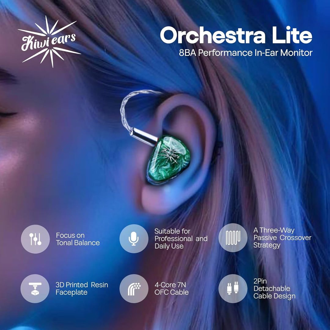 LINSOUL Kiwi Ears Orchestra Lite Performance Custom 8BA In-Ear Monitor IEM mit abnehmbarem 4-adrigem