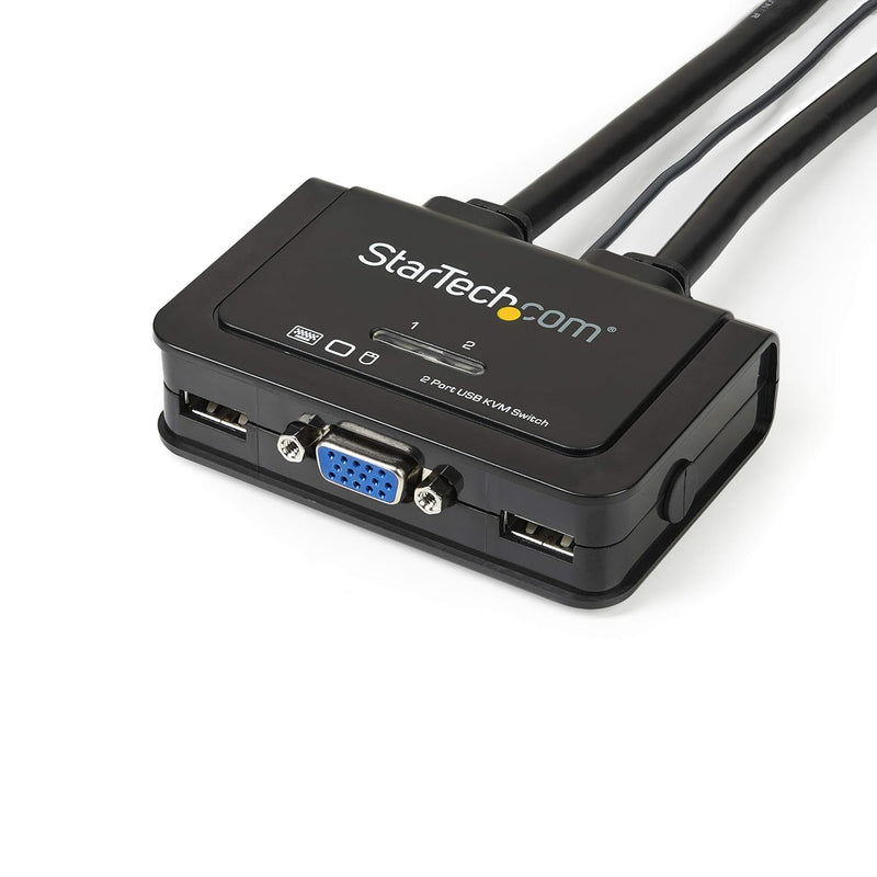 StarTech.com 2 Port VGA USB KVM Switch Kabel - VGA KVM Umschalter USB Powered mit Fernumschaltung, S