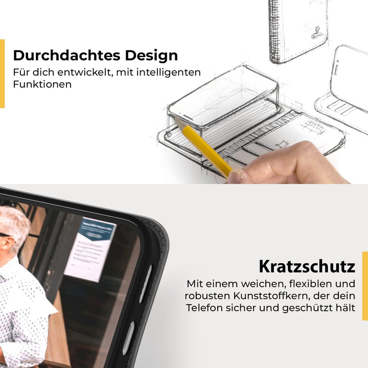 Snakehive Lederhülle für iPhone 14 | Stylische Handyhülle mit Kartenhalter & Standfuss | Handyhülle