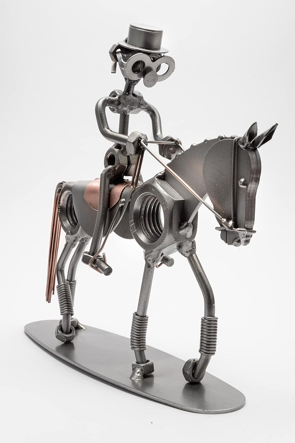 STEEMO Schraubenmännchen Dressur-Reiter Pferde-Geschenk Metall-Deko 22x6x21 cm