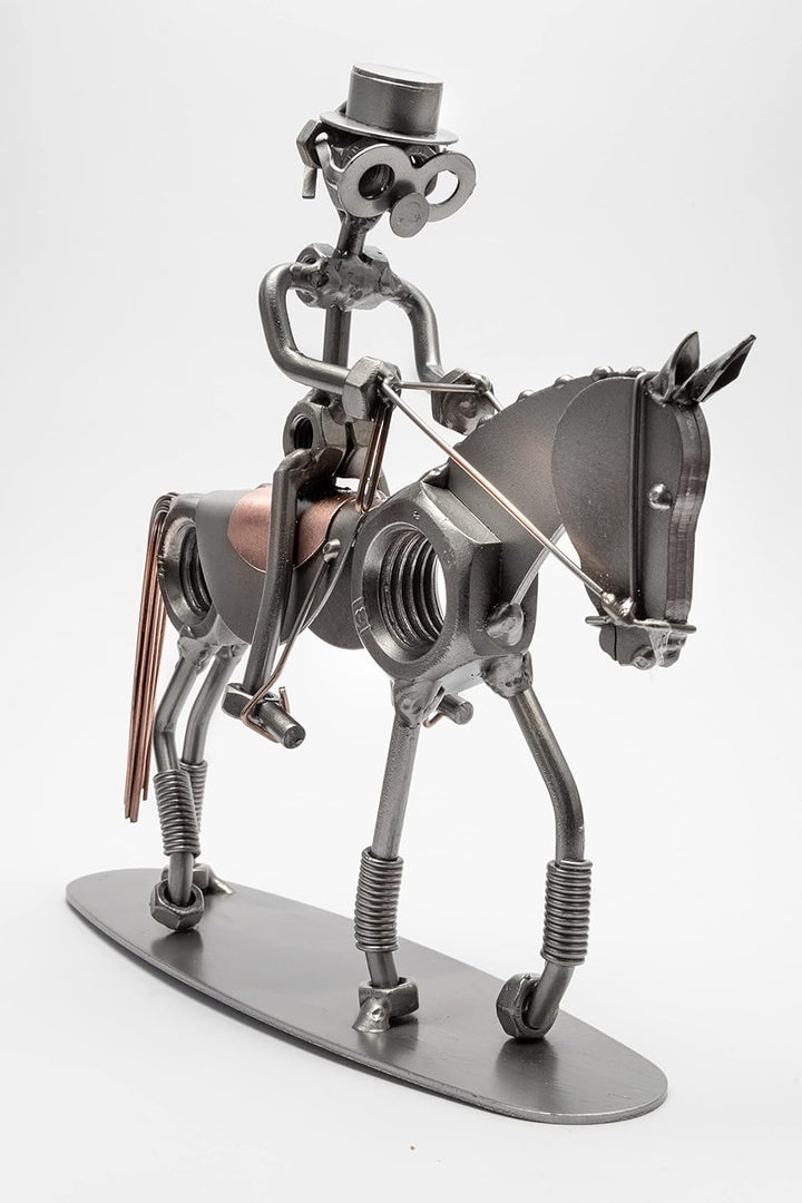 STEEMO Schraubenmännchen Dressur-Reiter Pferde-Geschenk Metall-Deko 22x6x21 cm