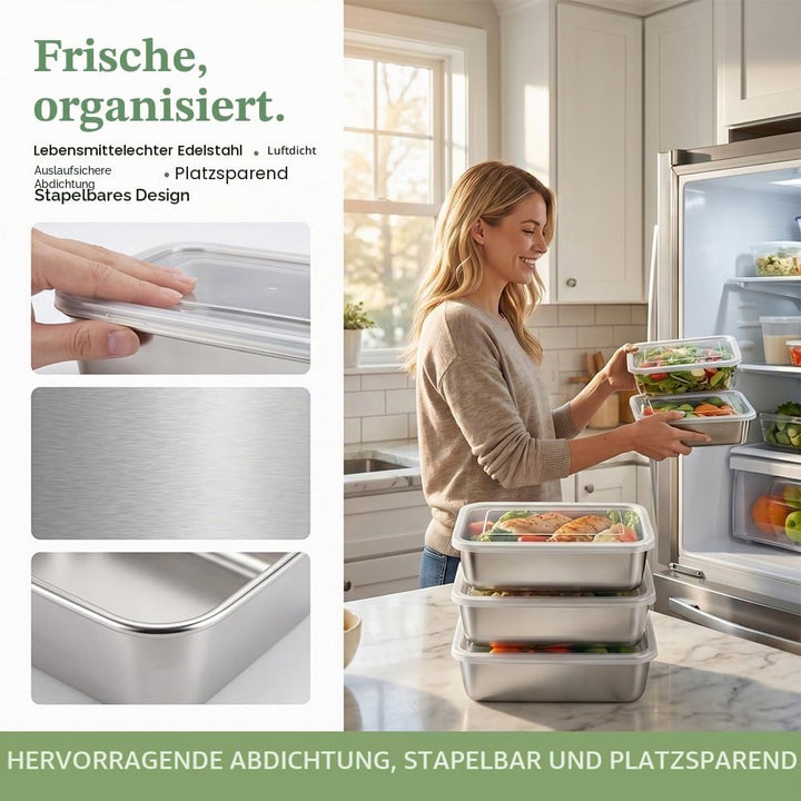 Panierschalen-Set 3-teilig, 25 x 19 x 5 cm Edelstahl Panier-Set, Edelstahl Schale Rechteckig, Panier