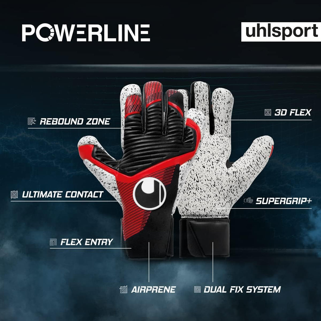 uhlsport Unisex Jugend Powerline Supergrip+ Hn Fussball Torwarthandschuhe 7.5 schwarz/rot/weiss, 7.5