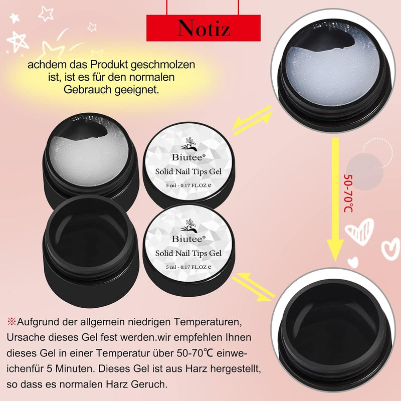 Biutee Nagel Tips Set mit Kleber 500 Stück Nagel Tips für Gelnägel, Glue Gel Press on Nails, Mini UV