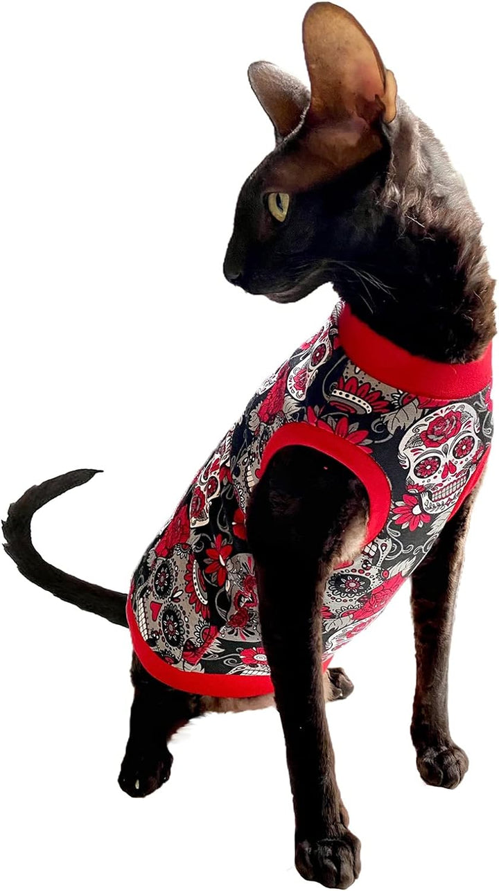 Kotomoda Sphynx Katzen Kleidung T-Shirt Rote Schдdel (XS), XS