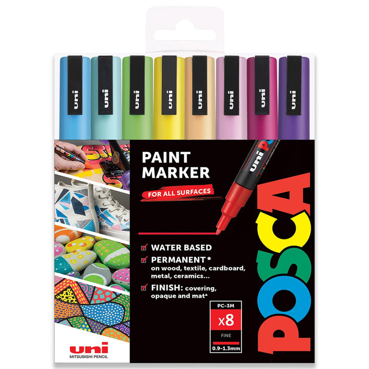 Posca – PC-3M – Farbmarker-Kunststifte – 0,9–1,3 mm – 8er-Set in Geschenkbox (Spring Tones), Spring