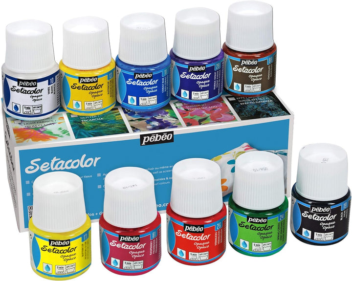 Pebeo 22603 Malerei Textil sétacol blickdicht bedeckende 10 Stück 45 ml sortiert