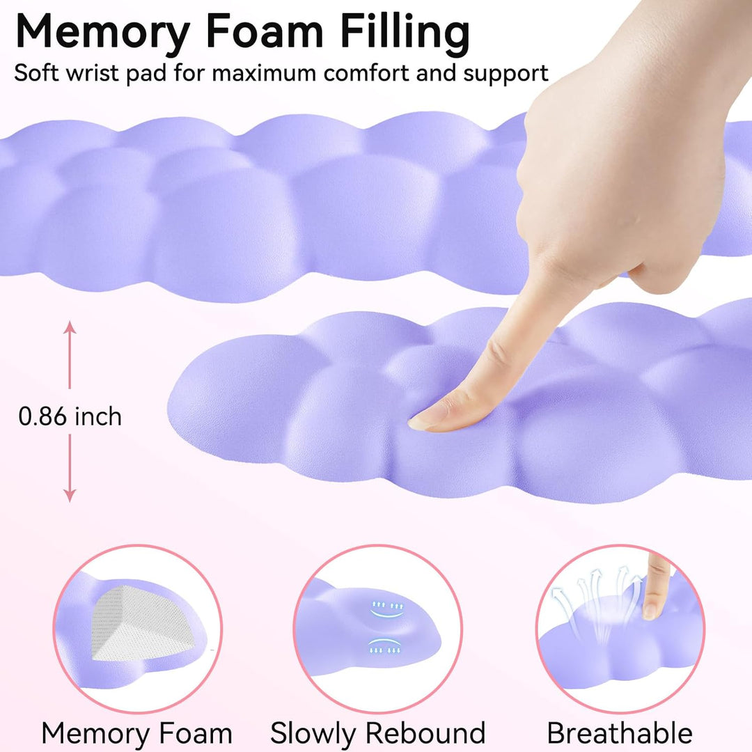 Sushret Memory‑Schaum Cloud Handballenauflage Tastatur‑Set, 4‑in‑1: Ergonomische Tastatur Handballen