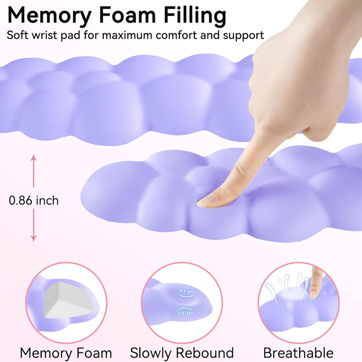 Sushret Memory‑Schaum Cloud Handballenauflage Tastatur‑Set, 4‑in‑1: Ergonomische Tastatur Handballen