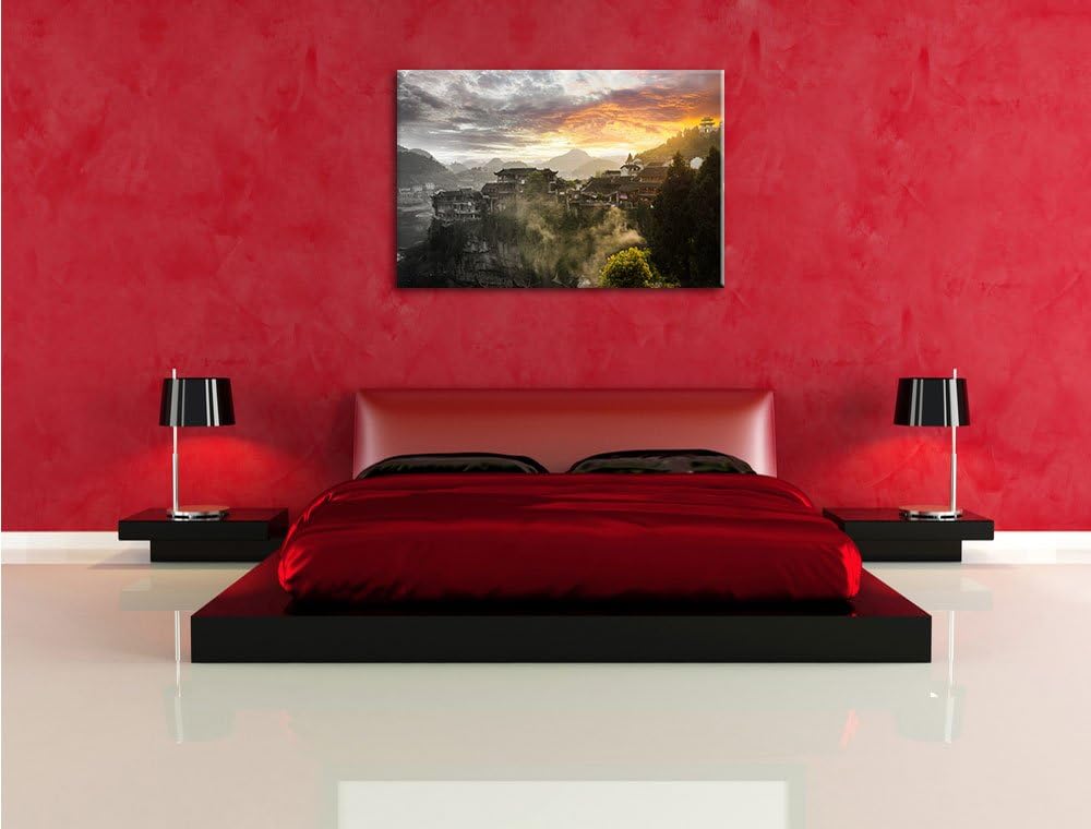 Pixxprint Gigantisches Dorf in China als Leinwandbild/Grösse: 100x70 cm/Wandbild/Kunstdruck/fertig b