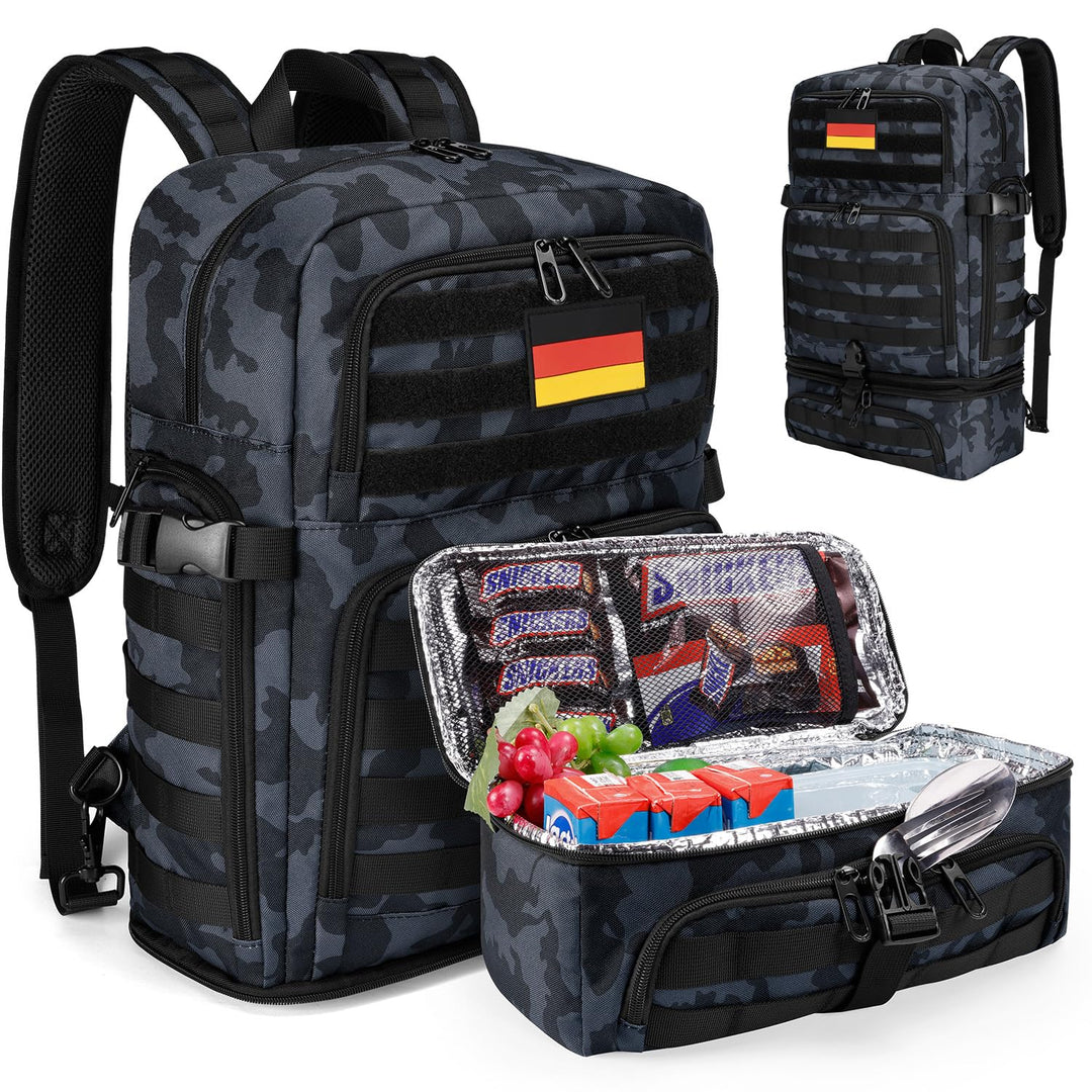 BERTASCHE Lunch Rucksack, 15.6 Zoll Laptop Rucksack mit Kühltasche, 2-IN-1 Arbeitrucksack für Herren