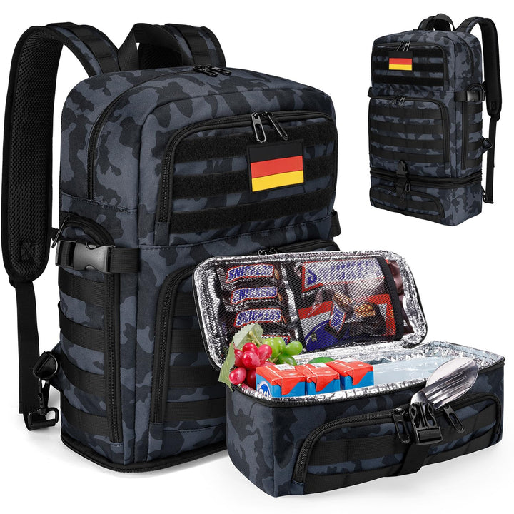 BERTASCHE Lunch Rucksack, 15.6 Zoll Laptop Rucksack mit Kühltasche, 2-IN-1 Arbeitrucksack für Herren