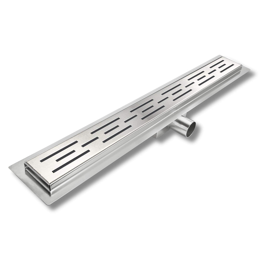 Elbe® Duschrinne 70 cm aus Edelstahl, 3-reihig-Schlitzm Muster, Duschablauf mit Siphon und Haarsieb,