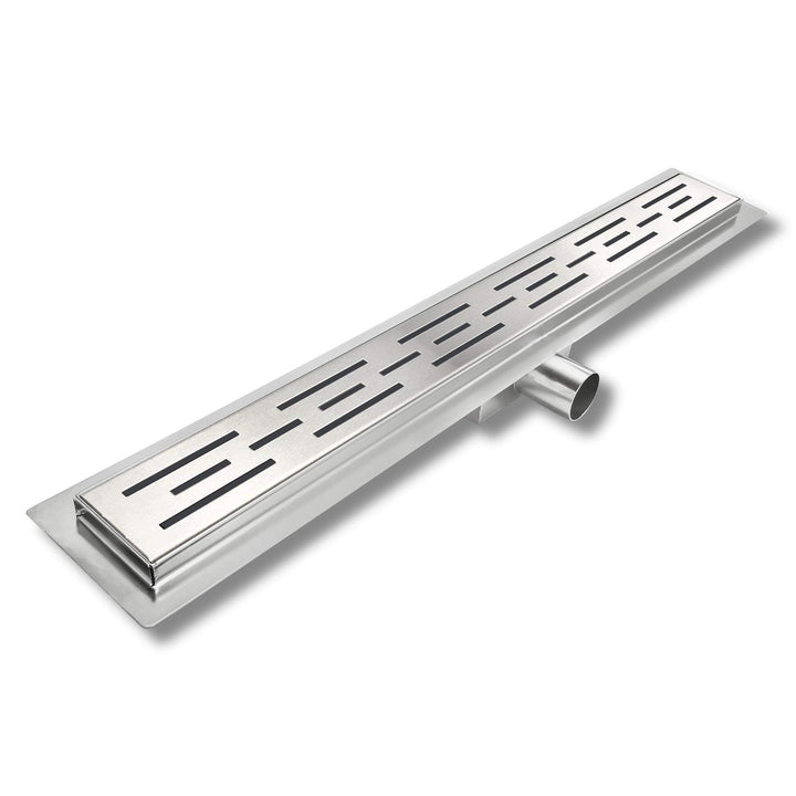 Elbe® Duschrinne 70 cm aus Edelstahl, 3-reihig-Schlitzm Muster, Duschablauf mit Siphon und Haarsieb,