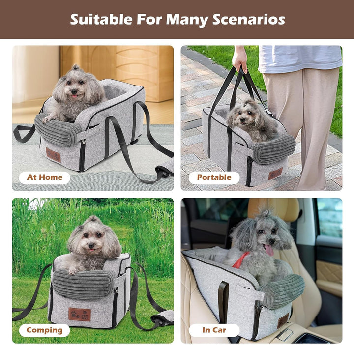 Hunde autositz,Mittelkonsole für Hunde Katzen,kleine Stabiler hundeautositz mit Gurt,Abnehmbarer Was