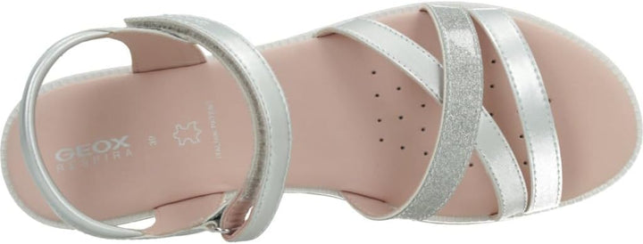 Geox Mädchen J Karly Girl Sandal 24 EU Silber, 24 EU Silber
