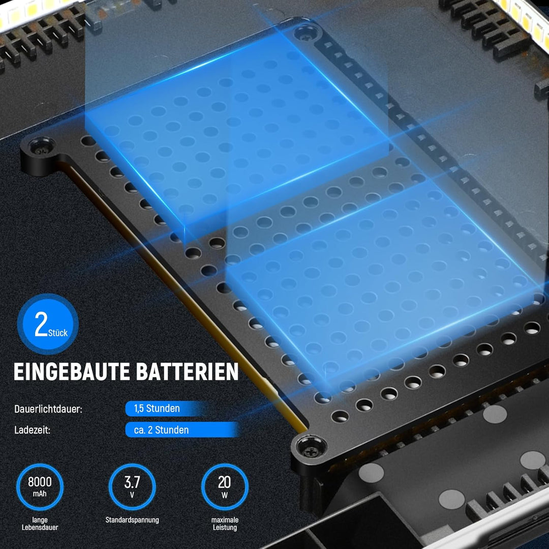 NEEWER 13" LED Videolicht Panel Set mit Stativ, Streaming Licht mit Lithium Akku 2er Pack weiches LE