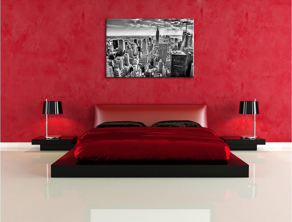 Pixxprint Monocrome, New York bei Tag, Format: 100x70 auf Leinwand, 100x70