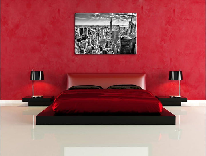 Pixxprint Monocrome, New York bei Tag, Format: 100x70 auf Leinwand, 100x70