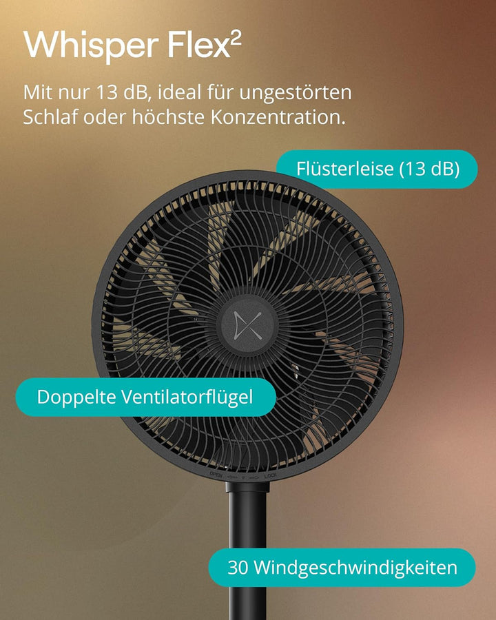 Duux Whisper Flex 2 Smart Ventilator – flüsterleise 13 dB – Nachtmodus & Timer – höhenverstellbar (5