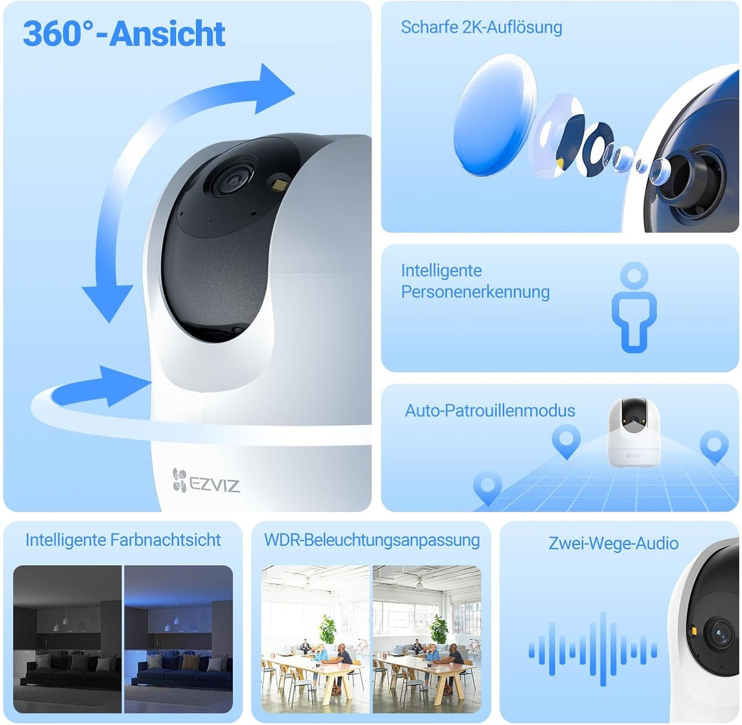 EZVIZ C6N G1 2K 360° Überwachungskamera für den Innenbereich, WiFi Kamera Indoor 3MP, Personenerkenn