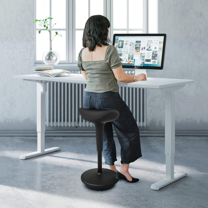 IWMH Ergonomischer Arbeitshocker, Hochverstellbare Stehhilfe, Atmungsaktiver Sitz-Steh-Hocker 360° D