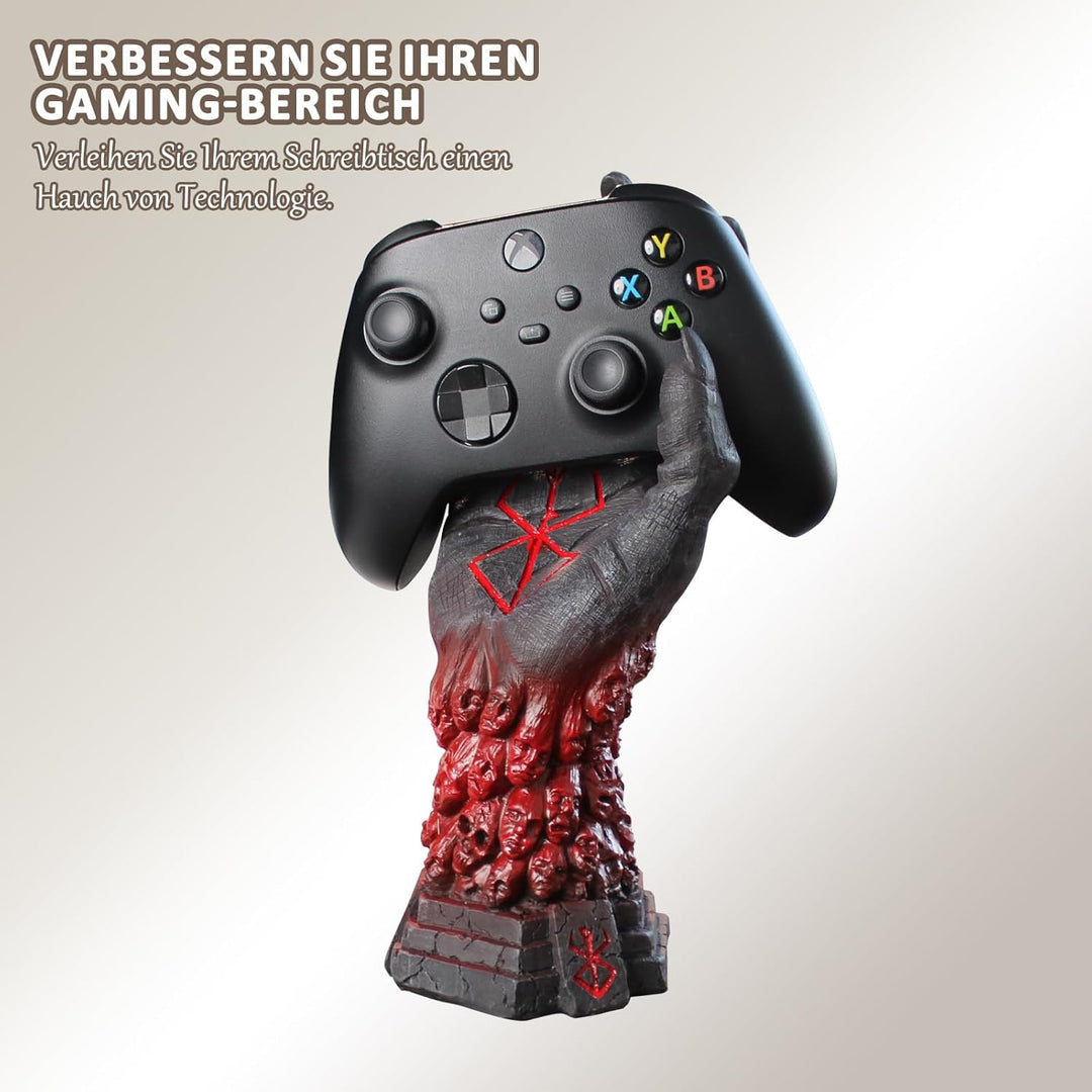 Teufelshand Design Ständer: Kopfhörer- und Controllerhalter, Rot-Schwarz Verlauf, Resin, Ideal für P