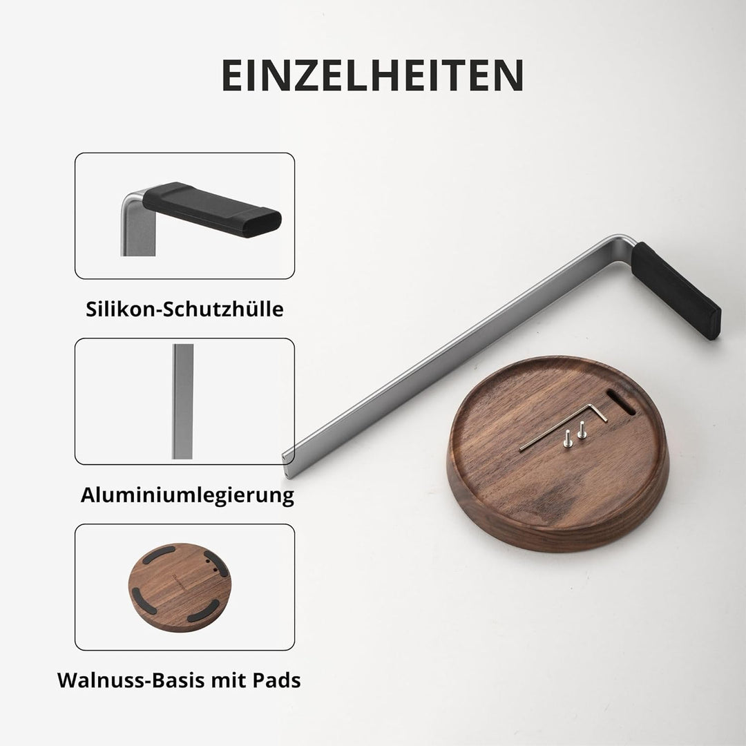 muso wood Kopfhörer Ständer Headset Halterung für Tisch aus Walnussholz und Aluminium, universeller