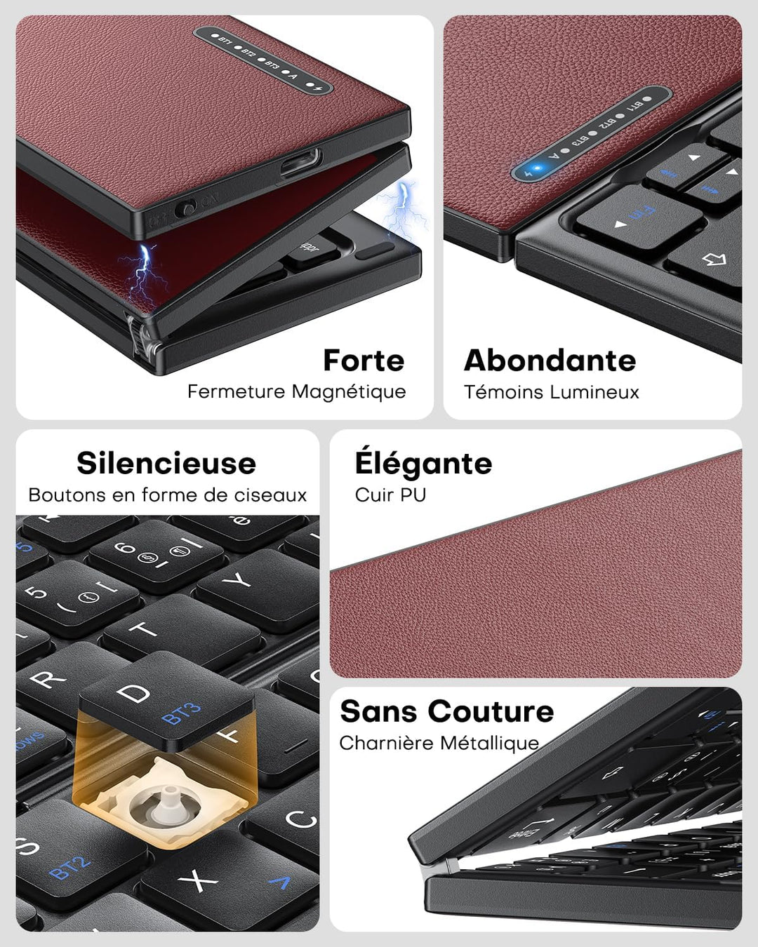 OMOTON Faltbare Bluetooth Tastatur mit Touchpad, Tragbare Kabellose Tastatur Mini Reise mit 3 Blueto