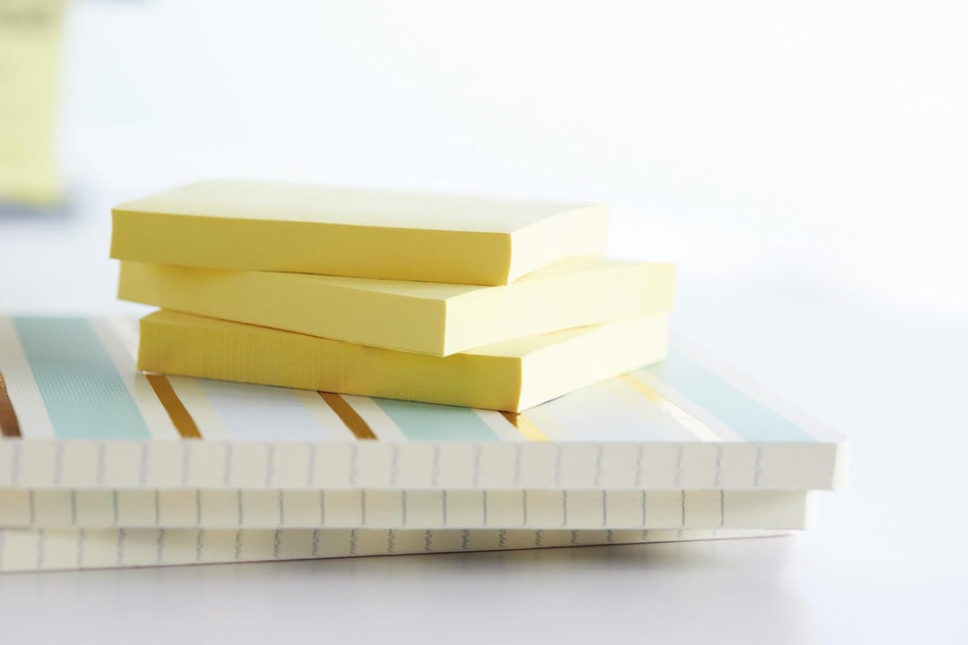Post-it 654-1T Haftnotiz Recycling Notes Tower, 76 x 76 mm, 80 g, 100 Blatt, 16 Block, gelb 76 x 76