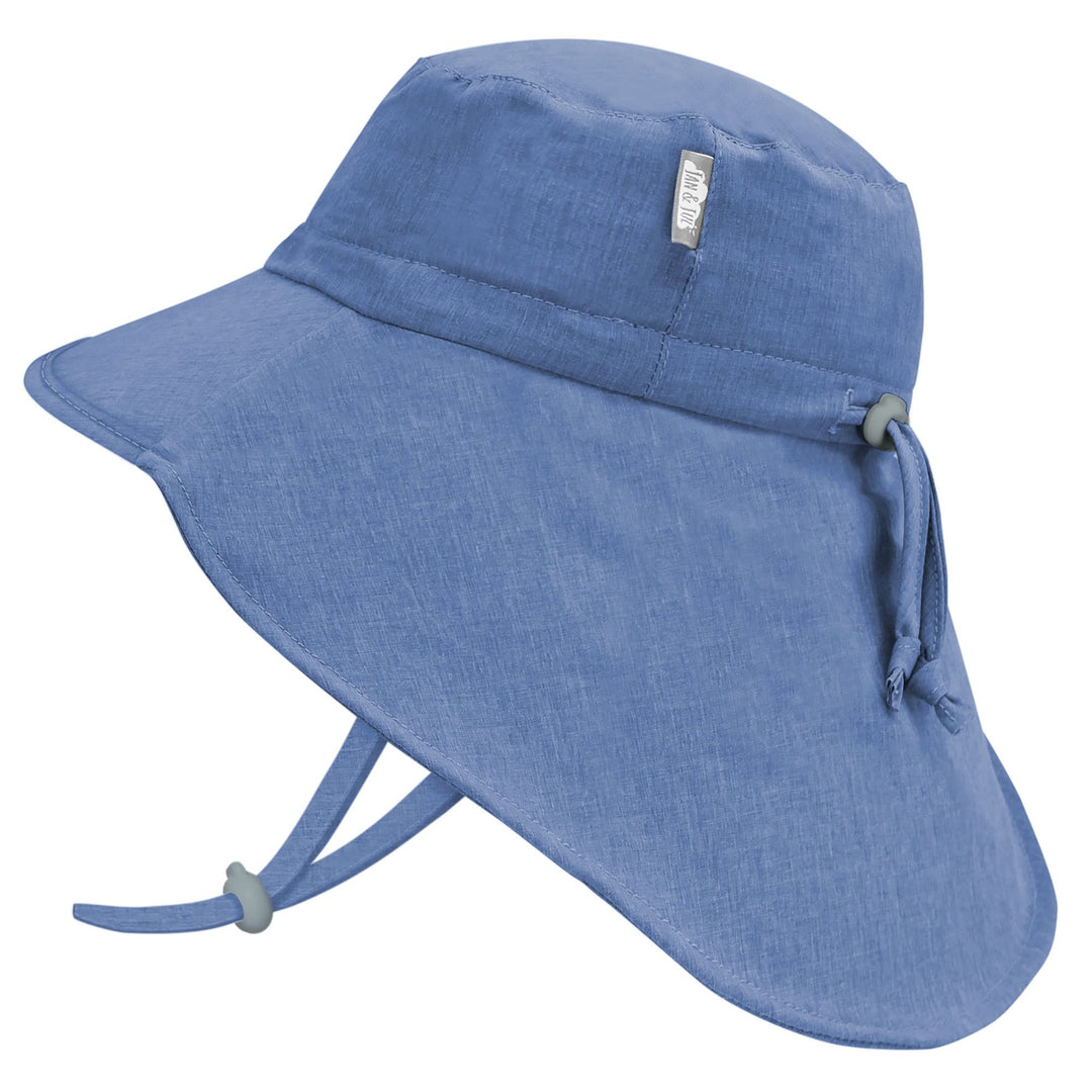 Jan & Jul Kinder Grow-with-Me Aqua-Dry Abenteuer-Sonnenhut 0-6 Monate Blau mit blauer Verzierung, 0-