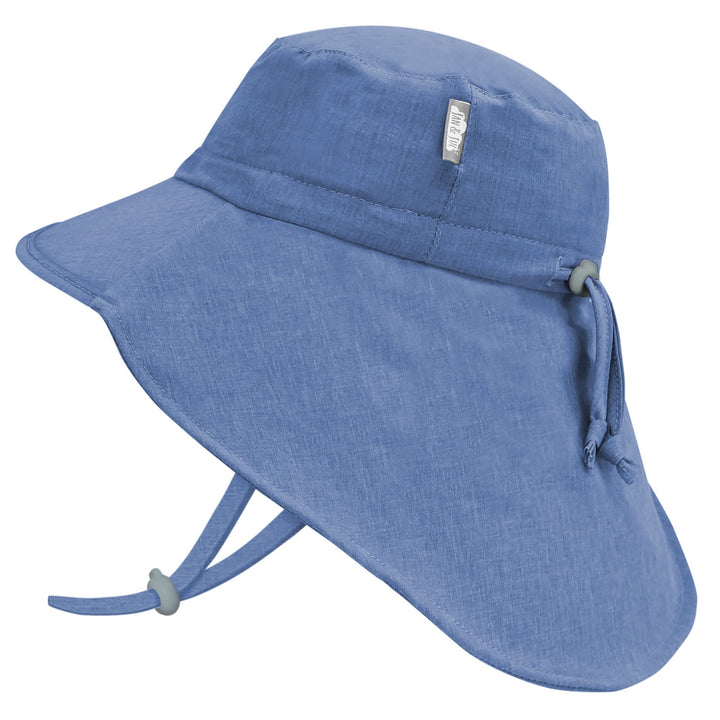 Jan & Jul Kinder Grow-with-Me Aqua-Dry Abenteuer-Sonnenhut 0-6 Monate Blau mit blauer Verzierung, 0-