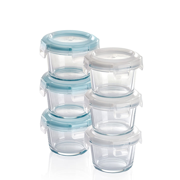 Grizzly Mini Glas Frischhaltedosen, Set 6X 130 ml, luftdicht, rund, Click-Verschluss, Idealer Behält