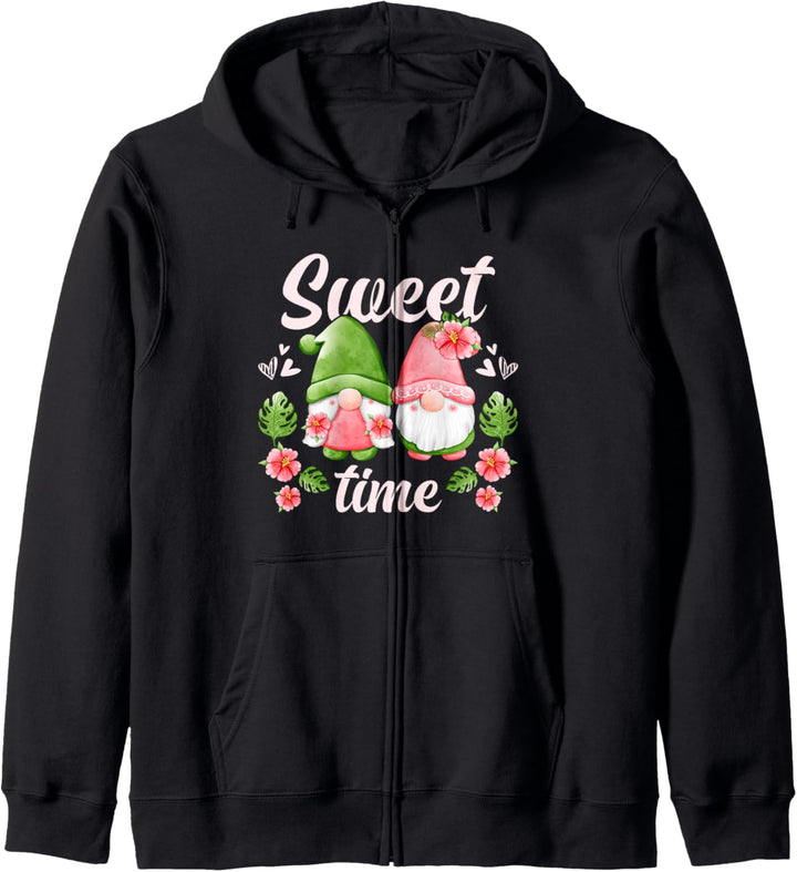 Wichtel Paar mit Blumen, Gartenzwerge Kapuzenjacke