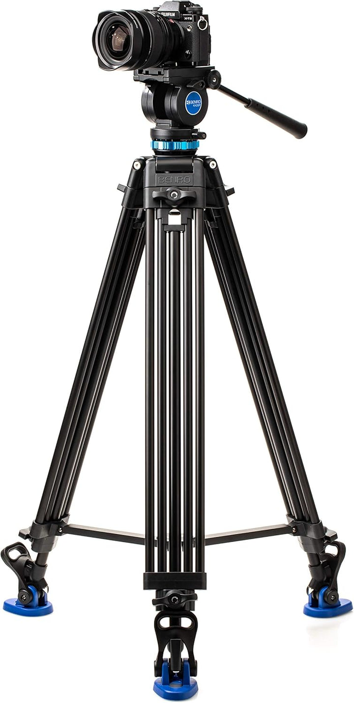 Benro KH25P Video Tripod with Head, 5kg Payload, Continuous Pan Drag, Anti-Rotation Camera Plate, ma