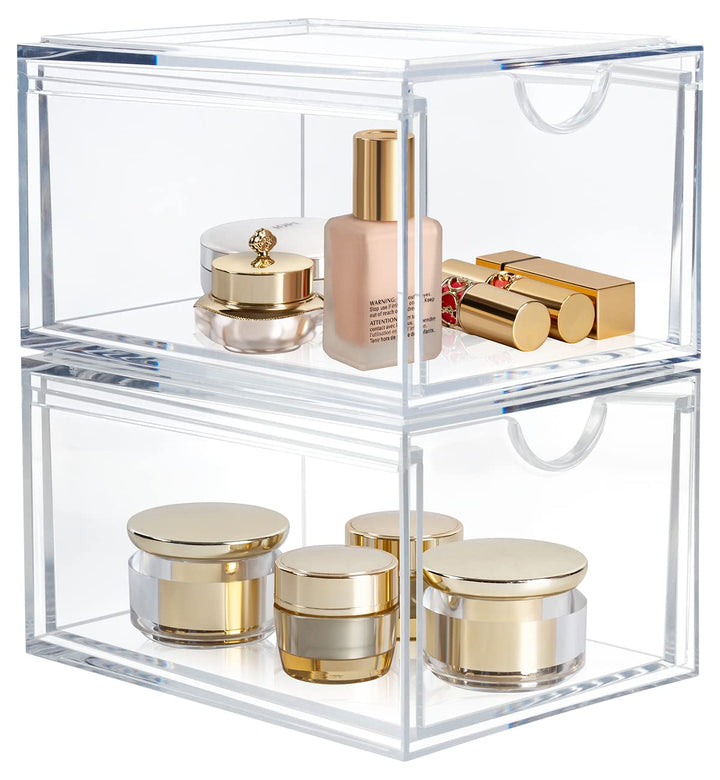 AMEITECH Stapelbare Kosmetik-Organizer-Schubladen, Transparenter Acryl-Make-up-Organizer, Schminkbeh