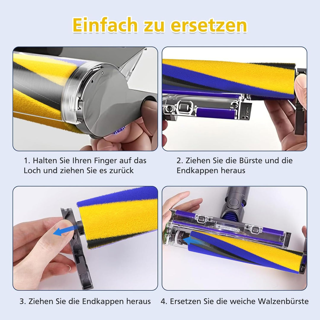 1 Bodenbürstenrolle Kompatibel mit Dyson V15/V15s Detect/Gen5/V12 Slim Softwalze Bodendüse,Weiche Fl