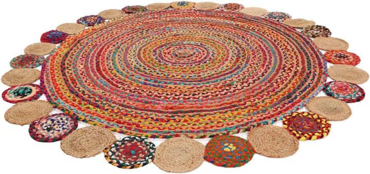 RugVista Solana Dot Jute, Teppich, Moderne Teppiche, Ø 150 cm, Rund, Niedriger Stapel, Nur chemische