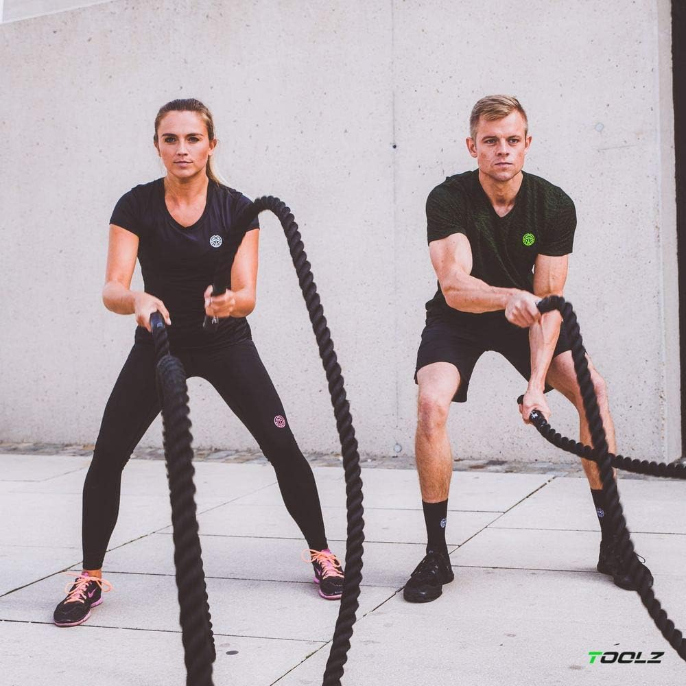 TOOLZ Battle Rope, Sportseil für Kraftausdauertraining, schwarz, Länge: 12m / Durchmesser: 35 mm/Gew