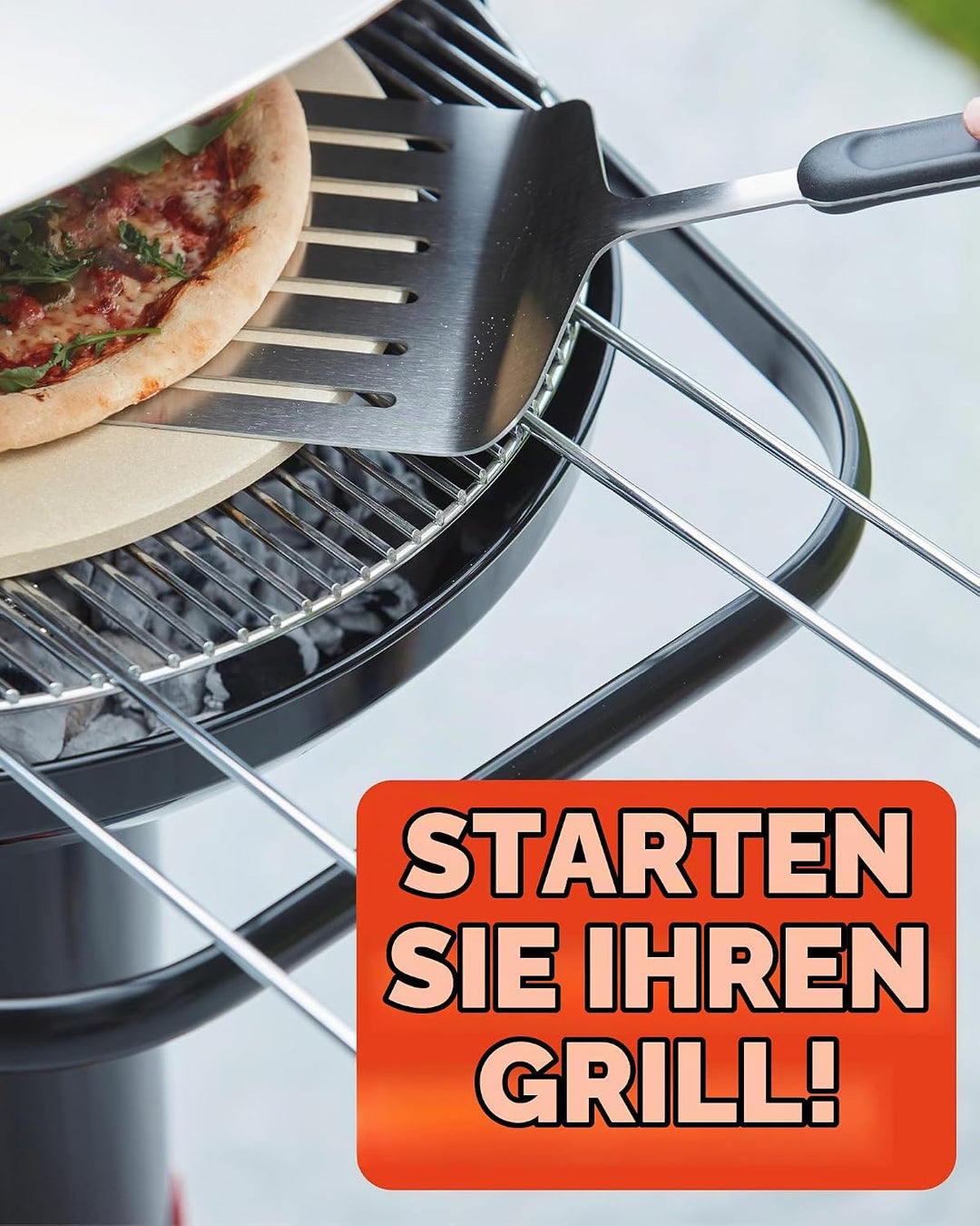 Barbecook Holzkohlegrill BBQ mit Windschutz, Säulengrill rund Standgrill mit Quick-Start und Quick-S