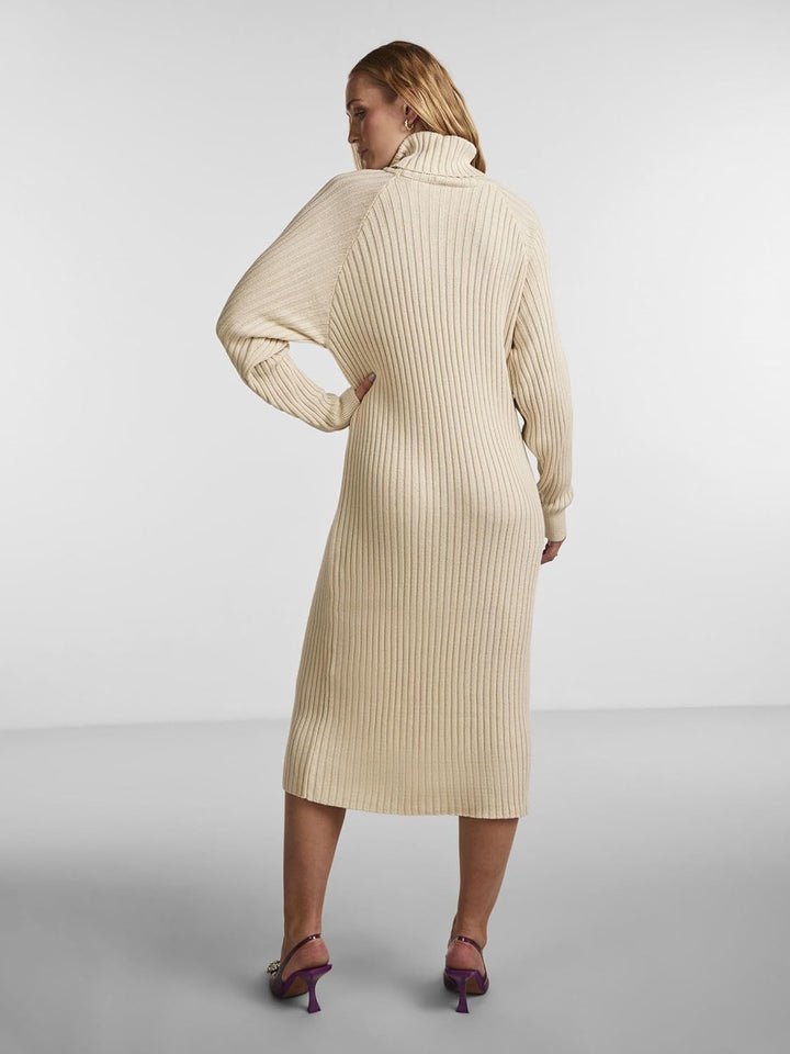 YAS Damen Yasmavi Knit Midi Rollneck Dress S. Noos Strickkleid XXL Birch, XXL Birch