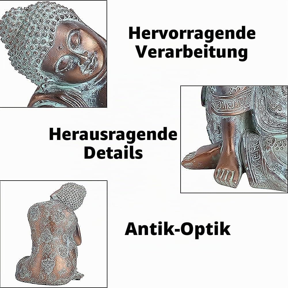 Schlafender Buddha Figur, 23x17x12.5 Dekoartikel Buddha Blau Buddha Figur Klein Garten Frostfest Bud