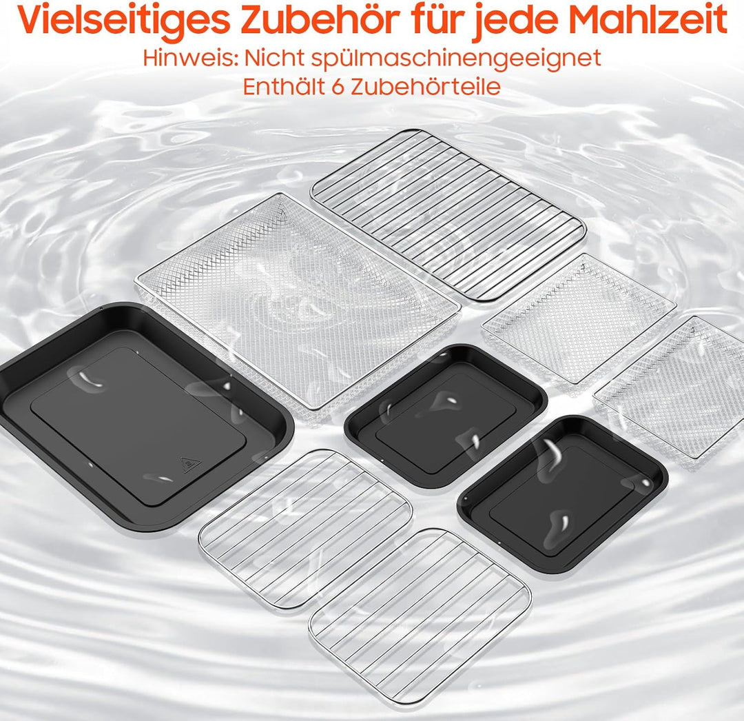Heissluftfritteuse Dual Zone 12L - XXL Airfryer mit herausnehmbarem Trenner, 2600W Heissluftfritteus