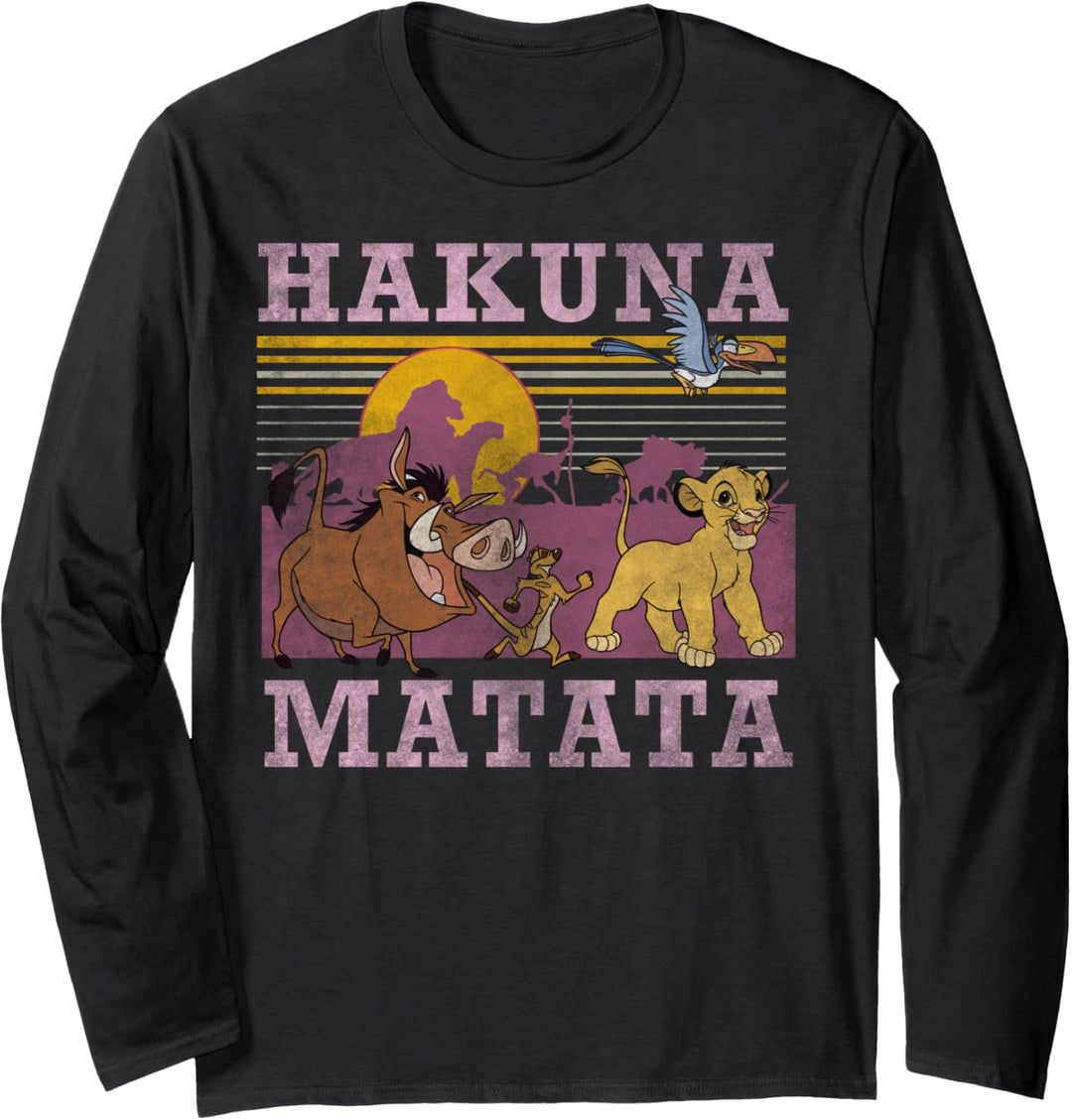 Disney Lion King Retro Hakuna Matata Faded Poster Langarmshirt