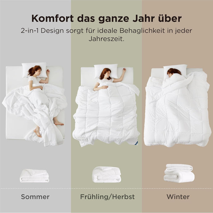BEDSURE Bettdecke 240x220 Winterdecke 450gsm - 4 Jahreszeiten 2 teilig Bettdecken - Inklusive Ganzja