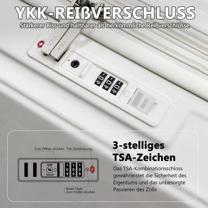 Joyway Koffer Trolley Reisekoffer von ABS Hartschalen Trolley mit Getränkehalter und 4 Rollen TSA Sc