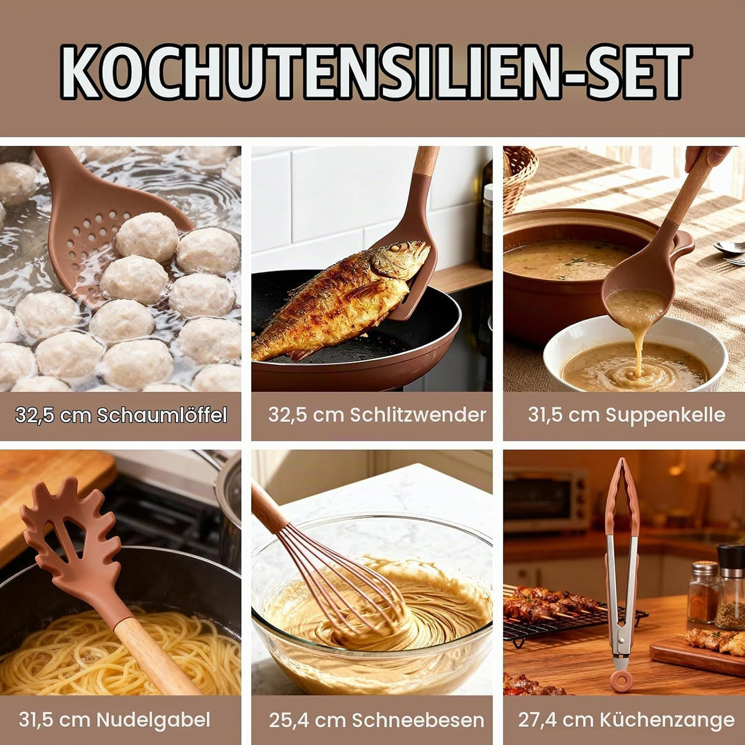 RAXCO Küchenmessersets Mit block,18 Teiligs Küchenutensilien Mit 5 Teiligs Messersets und 7 Teiligs
