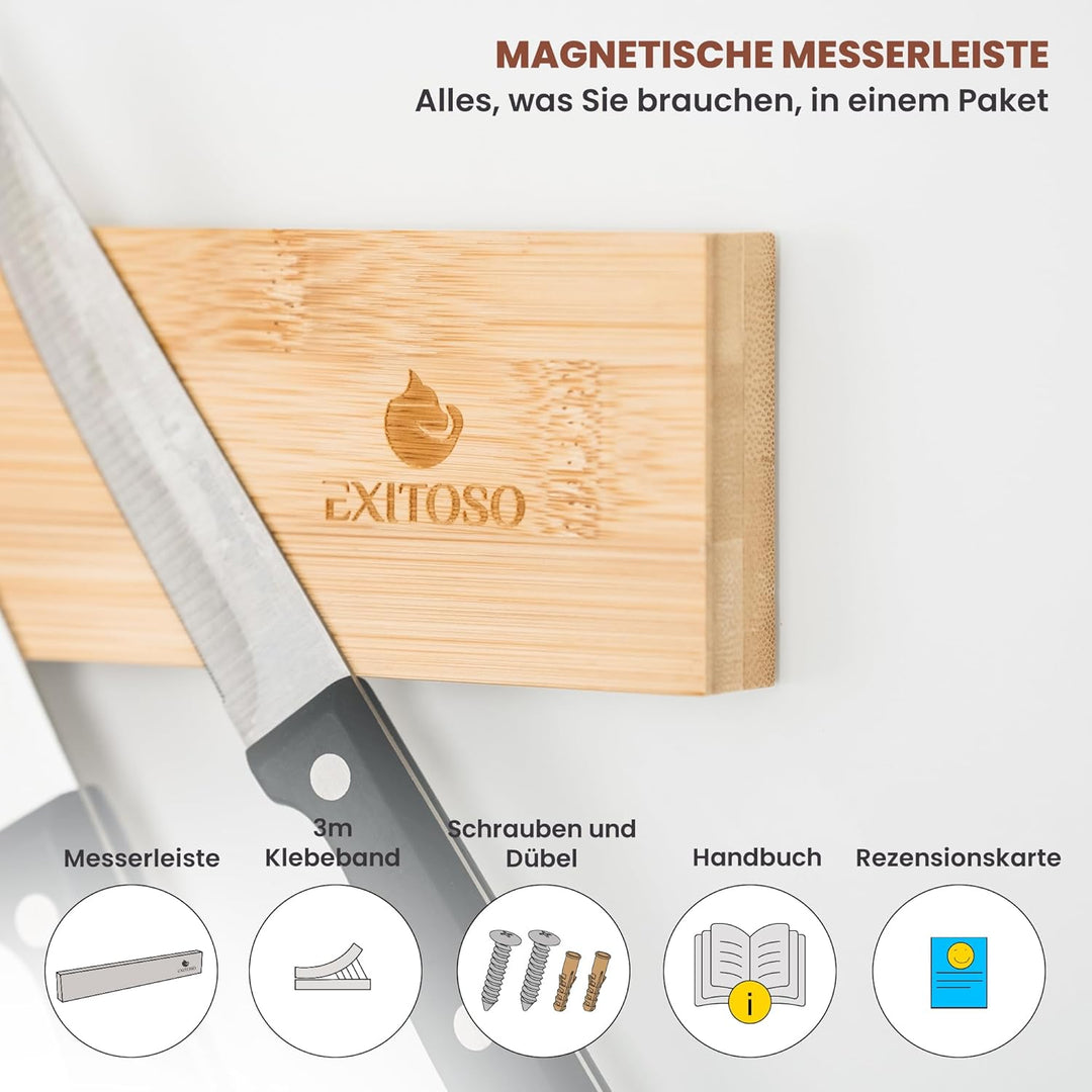 Exitoso® Magnetleiste Messer selbstklebend 40cm - Messerleiste ohne bohren mit 3M Klebeband - Bomben