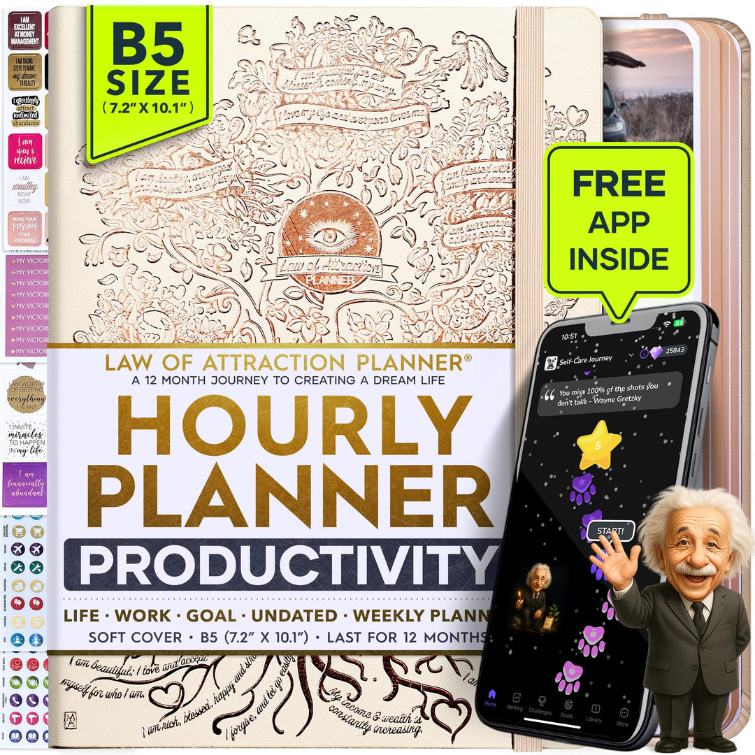 Law of Attraction Planer – undatierter Deluxe-Wochenplaner, Monatsplaner, eine 12-monatige Reise zur